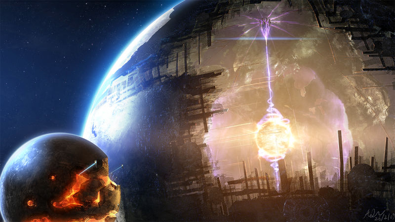 Hipotético aspecto de una esfera de Dyson, una megaestructura alienígena teórica.